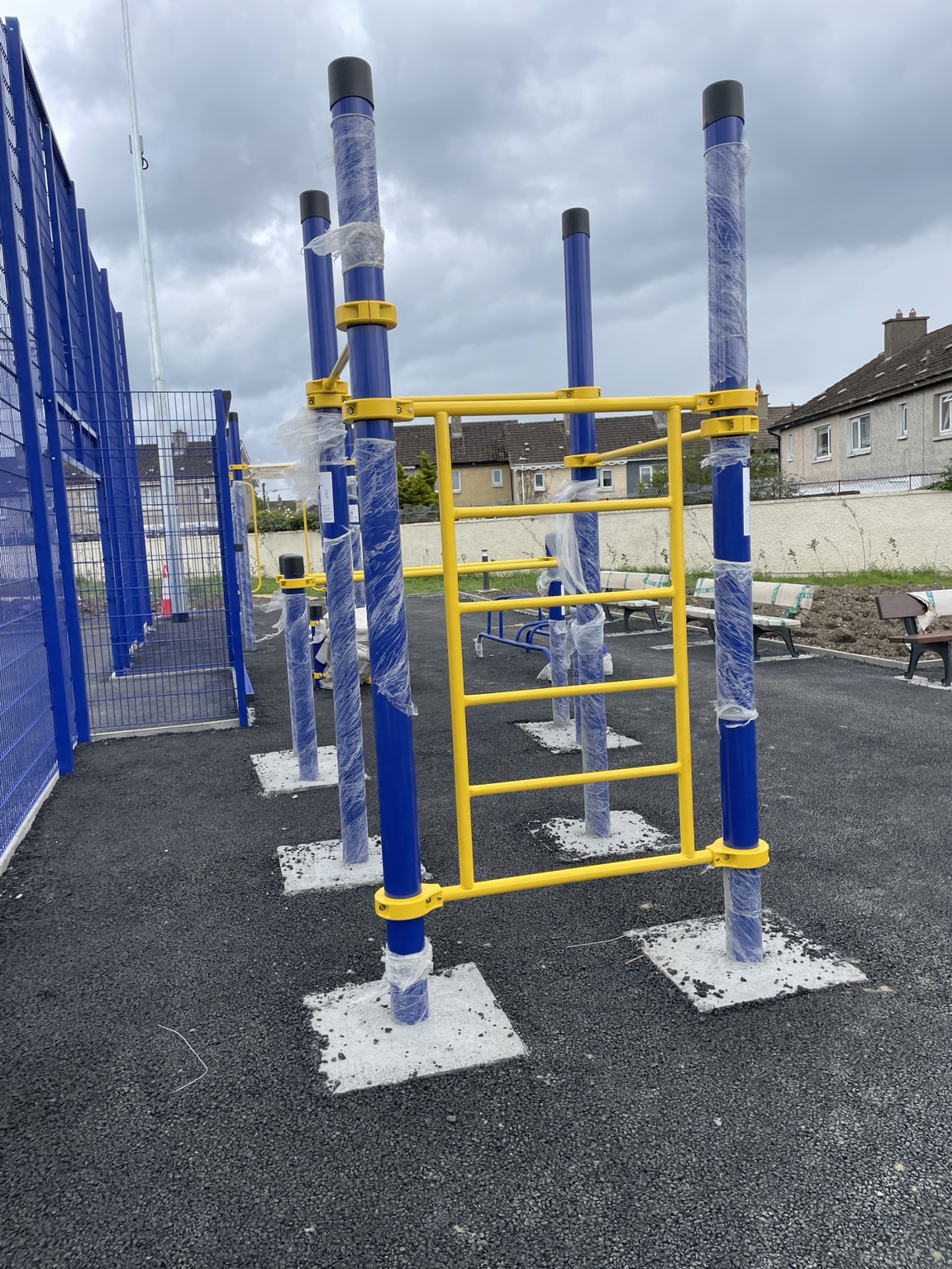 Completed blue and yellow calisthenics facility at CityWise Education